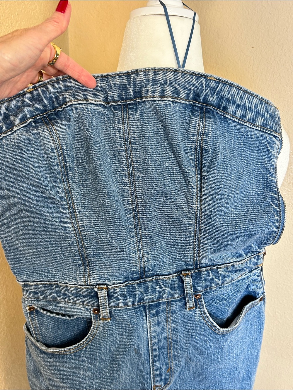 Abercrombie Fitch Strapless Jean Jumpsuit, XSP
